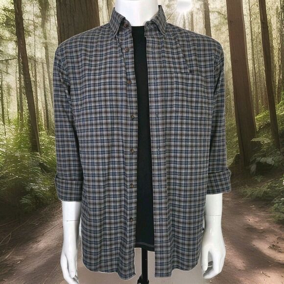 Pendleton Somerset Shirt Cotton/Wool Blend Men's M Plaid Blue Gray - Picture 1 of 12